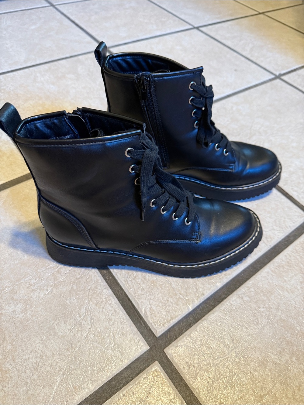 Madden Girl Black Women's Lace-Up Combat Boots